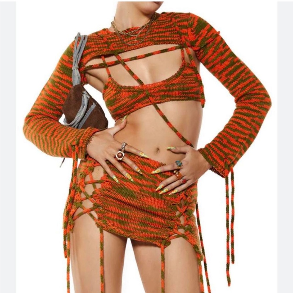 Jaded London x Sydney Carson Orange Chunky Knit 3 piece Set - size M